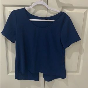 A navy blue blouse